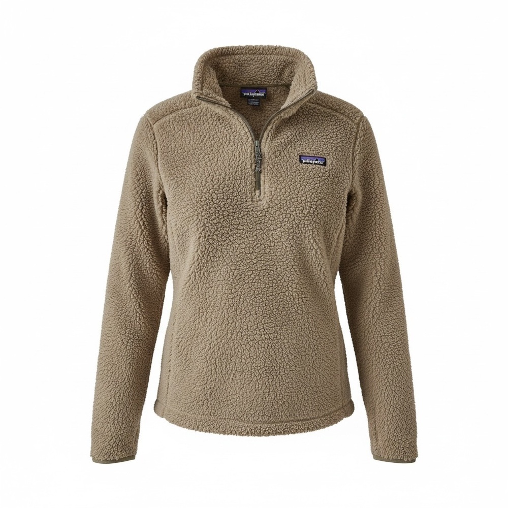 Patagonia Taupe Teddy Fleece 1/4 Zip Pullover Women’s Large Gorpcore Cozy Hiking